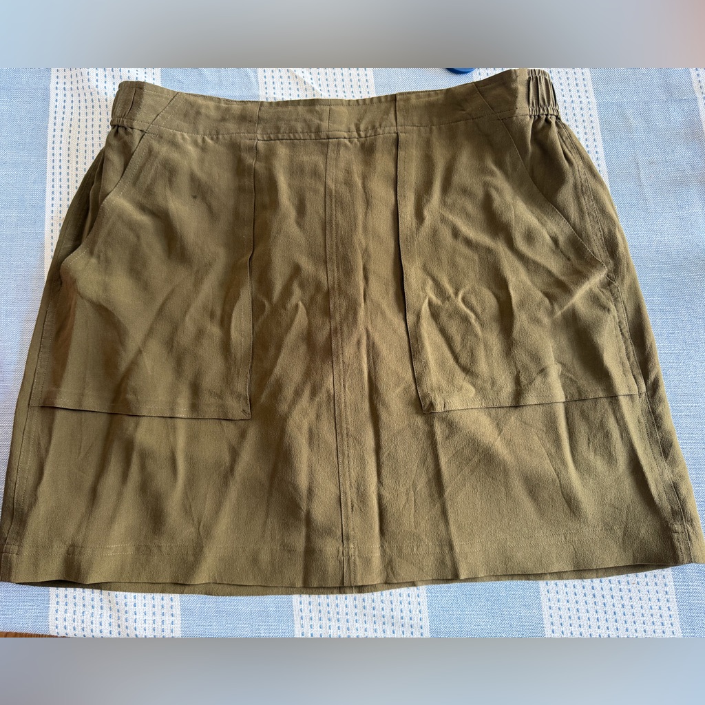 Madewell Lookout Silk Skirt- Military Olive Green